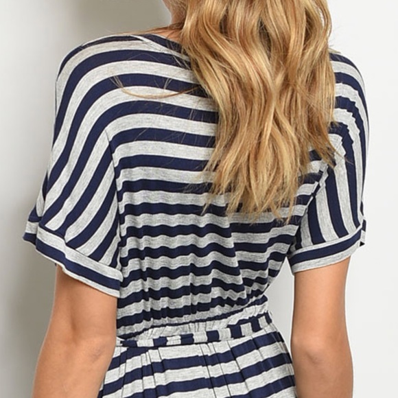 🆕Navy Gray Stripes Midi Dress - Picture 6 of 6